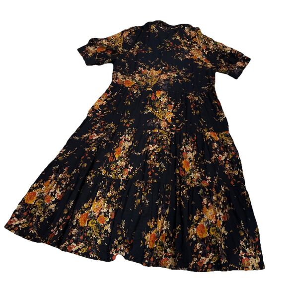 Natural Life Maxi Dress XL Floral  Pockets Tiered Oversized - Picture 5 of 7